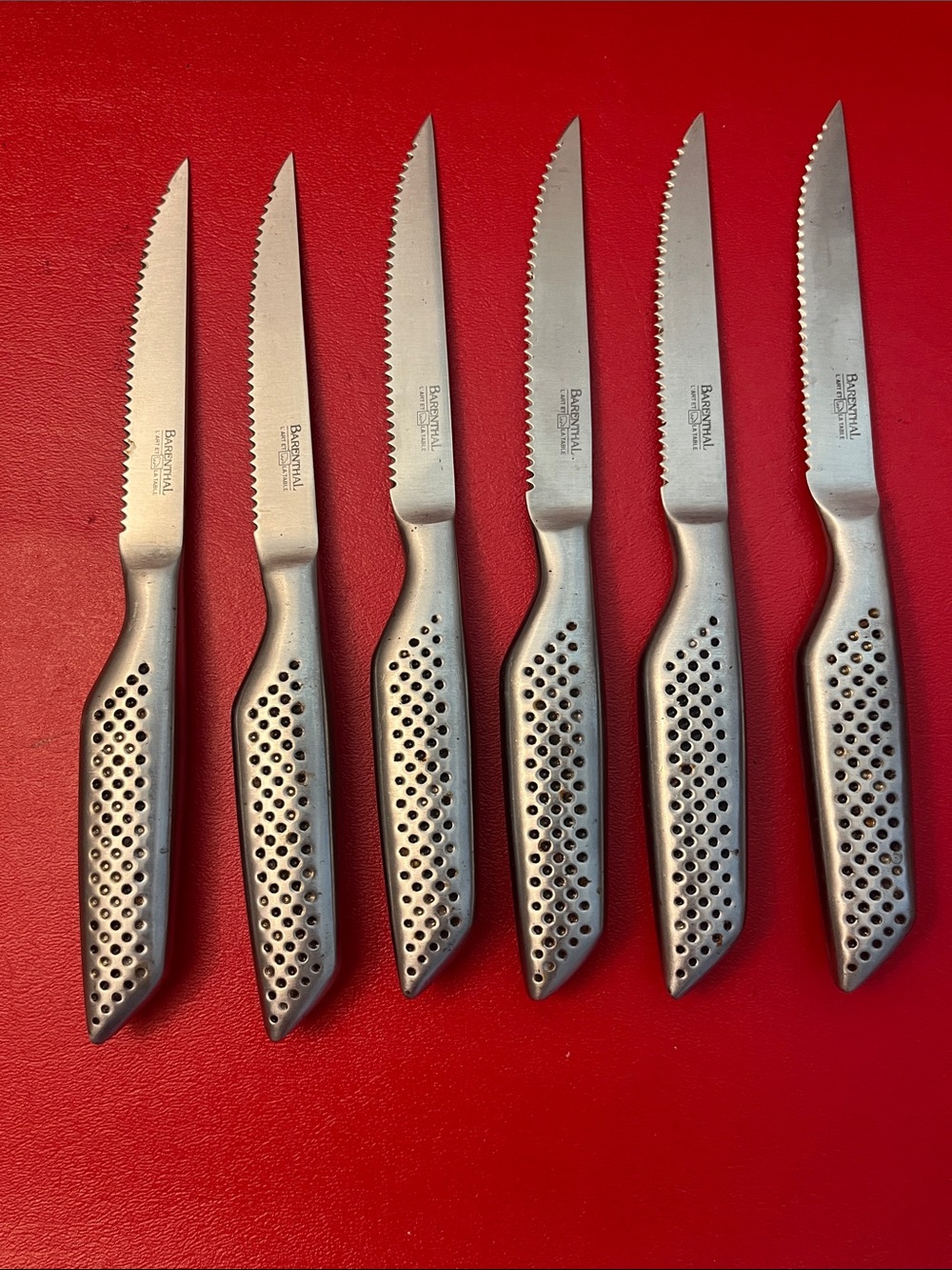 Barenthal Steak Knives Set of 6 Silver Serrated Blad